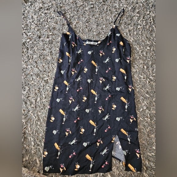 Reformation Black Mini Dress with Multicolor Print - Picture 1 of 3